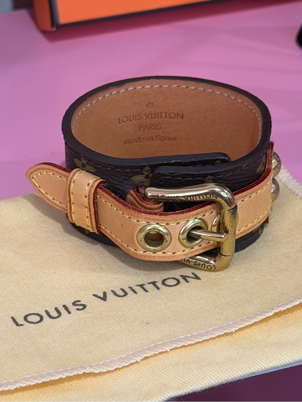 Louis Vuitton Brown Monogram Buckle Bracelet